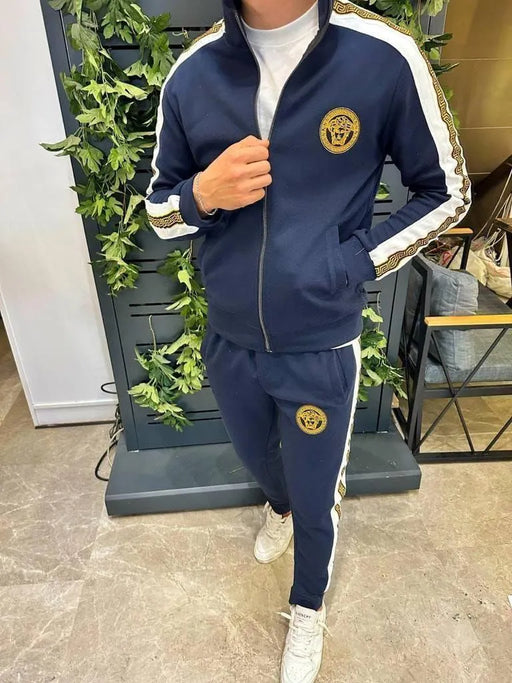 Men's Black Fleece Zipper Track Suit - 2 Pcs