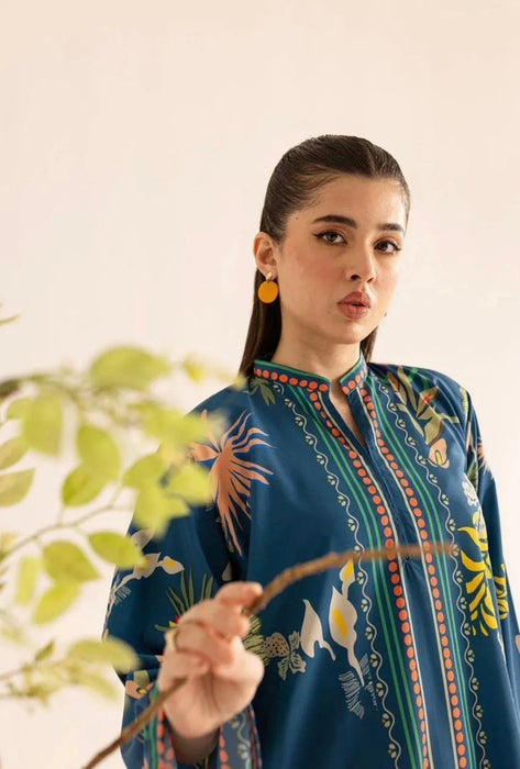 2 Pcs Women's Stitched Swiss Lawn Printed Co-Ord Set