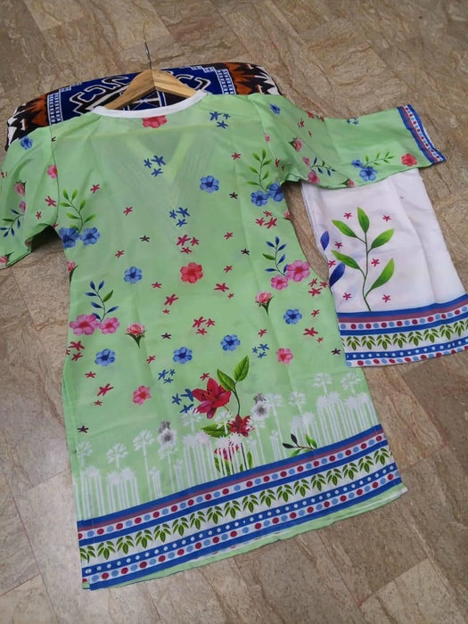 2 Pcs Women's Stitched Swiss Lawn Printed Co-Ord Set