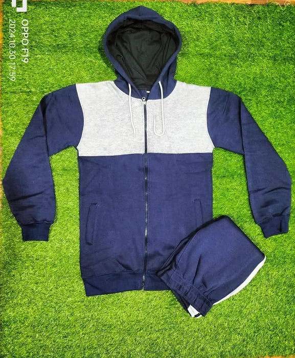 3 Pcs Men's Fleece Plain Zipper Track Suit