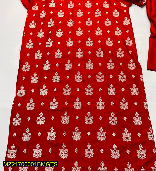 2 Pcs Block Print Womens Stitched Linen Suit